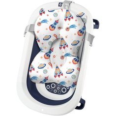 Комплект для купания новорожденных LaLa-Kids, матрасик-горка для купания, ванночка темно-синий