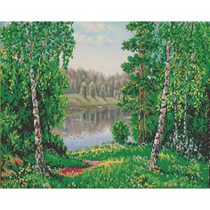 Вышивка бисером картины Свет родных берез 38*48см Светлица