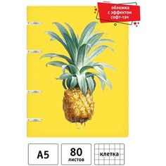 Папка-тетрадь на кольцах со смен блок А5, 80л, кл, Ананас(10814) Seventeen