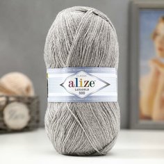 Пряжа "Lanagold 800" 49% шерсть, 51% акрил 730м/100гр (21 серый) Alize