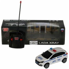 Машина р/у Lada Xray Полиция 18 см, (свет, цвет бел.) в коробке Технопарк