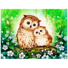 Алмазная мозаика без подрамника 40x50 см Сова и совенок Noname