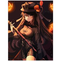 Картина по номерам на холсте Игра Genshin impact (Генишин, Ху Тао, Делюк, Сахароза, Сяо) - 8277 В 30x40