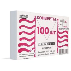 Конверты OfficePost белые, С6, декстрин, 114х162 мм, 100 шт Packpost