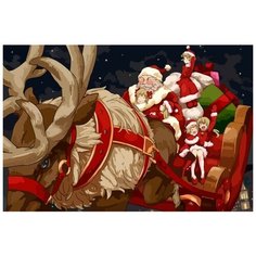 Картина по номерам на холсте Новый Год (Рождество, Дед Мороз, Снегурочка, Аниме) - 7269 Г 60x40