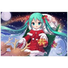 Картина по номерам на холсте Новый Год (Рождество, Санта, Снегурочка, Аниме) - 7505 Г 60x40