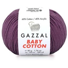 Пряжа Gazzal Baby Cotton (Газзал Беби Коттон) - 5 мотков Темно-фиолетовый (3441) 60% хлопок, 40% акрил 165м/50г