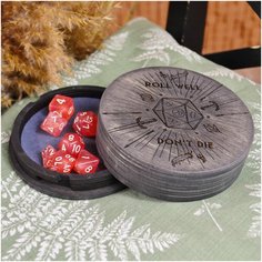 Дайс трей - кейс для кубиков "Правила битвы" / dice case / dice tray / ДнД / Pathfinder / dungeon and dragons / дайсы / D20 Чудеса леса