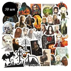 Набор наклеек Хоббит 50 штук / стикеры самоклеющиеся / для творчества / на чемодан , на телефон / для блокнота , для декора Наклейка