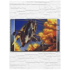 Картина по номерам на холсте игра Jungle strike (Sega, Сега, 16 bit, 16 бит, ретро приставка) - 9898 Г 60x40