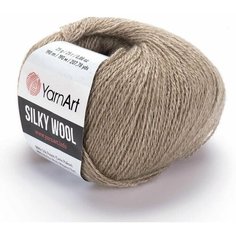 Пряжа для вязания YarnArt Silky Wool, 25г, 190м (35% шелковая вискоза, 65% шерсть мериноса) (342 серо-бежевый), 10 мотков