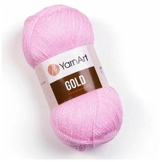 Пряжа для вязания YarnArt Gold (ЯрнАрт Голд) - 3 мотка 9382 бледно-розовый, блестящая, 92% акрил, 8% металлик, 400 м/100г