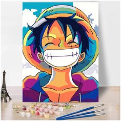 Картина по номерам, холст на подрамнике - Луффи Улыбка Аниме Ван Пис RED Panda