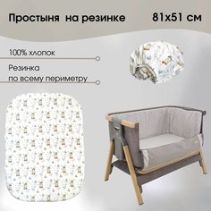 Простыня 51х81 см на резинке в люльку 100 % Хлопок Baby Good