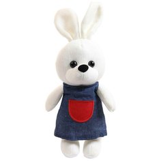 Мягкая игрушка Abtoys Knitted. Зайка девочка вязаная, 22см в джинсовом платьице M4910