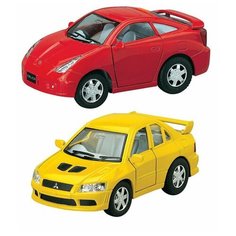 Металлическая машинка KinsFun Мультяшные Mitsubishi Lancer Evolution 7 / Toyota Celica, KT4010-11D инерционная, 10 см. / Микс 1 шт. Kinsmart
