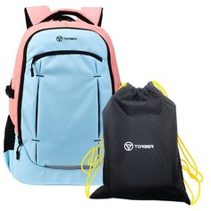 Рюкзак TORBER CLASS X, розово-голубой, 46 x 32 x 18 см + Мешок для сменной обуви в подарок, T9355-22-PNK-BLU-M