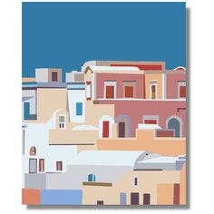 Картина по номерам "Цветные домики" холст на подрамнике 40х50