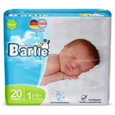 Подгузники детские Barlie №1 размер New born для новорожденных 2-5кг, сумка в роддом, 20шт. в упаковке
