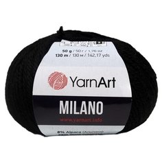 Пряжа YarnArt Milano, 20 % шерсть, 8 % альпака, 65 % акрил, 8 % вискоза, 50 г, 130 м, 1 шт., черный