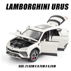 Ламборджини Урус Lamborghini Urus 21 см (1:24) машинка с открываются двери, капот, багажник, поворачиваются передние колеса, свет и звук, белая Карандашофф