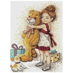 Набор для вышивания М. П. Студия "Девочка с мишкой" 15x21 см, Девочки Игрушки Детские Люди М.П.Студия