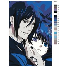 Картина по номерам W-822 "Аниме темный дворецкий. Сиэль Фантомхайв и Себастьян Михаэлис" 60х90 Brushes Paints