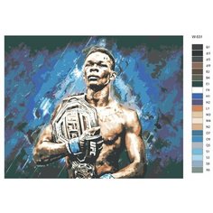 Картина по номерам W-531 "Новозеландский боксёр - Исраэль Адесанья" 60х80 Brushes Paints