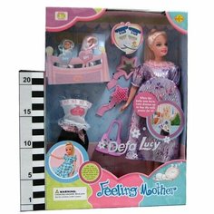 Кукла DEFA Lucy Беременная, 2 пупса, аксессуарами, в коробке (219416YS)