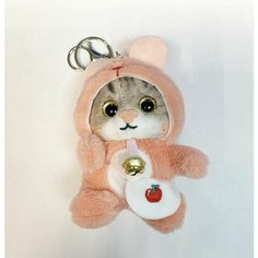 Мягкая игрушка-брелок Кот костюм Зайки, розовый, 12 см Original Toys