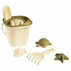 Набор для игры в песке, 8 предметов: совочек, грабельки, сито, ведерко, 4 мягкие формочки Lalababy