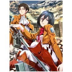 Картина по номерам на холсте Аниме атака титанов (Эрен Йегер, Микаса, Леви Аккерман) - 7638 В 30x40