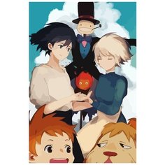 Картина по номерам на холсте Аниме Ходячий Замок (Хаул, Софи, Миядзаки) - 7568 В 60x40