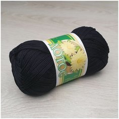 Пряжа ПНК им. С. М. Кирова Лотос (ПНК), черный - 7214, 100% мерсеризованный хлопок, 8 мотков, 100 г, 250 м.