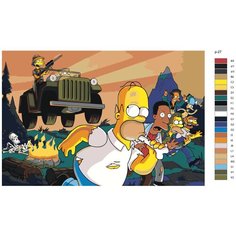 Картина по номерам, 100 x 150, IIIR-p-27, симпсоны, мультфильм, персонажи, "Живопись по номерам", набор для раскрашивания, раскраска