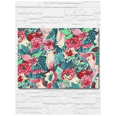 Картина по номерам на холсте цветы и попугаи - 11333 Г 30x40