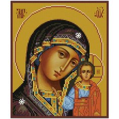 Алмазная мозаика "Богоматерь", LD002 / 30х35 см / Частичная выкладка / Холст на подрамнике / Картина стразами / Религия / Иконы Цветной