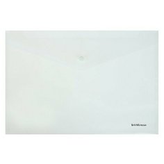 Папка-конверт на кнопке А4, 120 мкм, ErichKrause Fizzy Clear, прозрачная (12шт.)