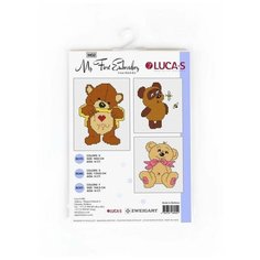Набор для вышивания Luca-S "Моя первая вышивка 2" 9х10, 7,5х10, 7х8,5 см, Медведи Детские Животные