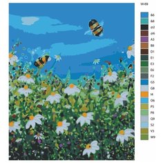 Картина по номерам W-69 "Поле ромашек и пчелы" 40х50 Brushes Paints