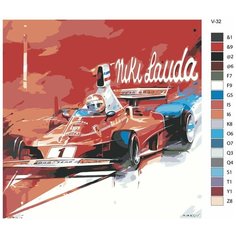 Картина по номерам V-32 "Болид - автомобиль с открытыми колёсами" 80х80 Brushes Paints