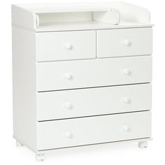 Пеленальный комод Bebizaro Meier Five, 5 ящиков, white