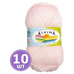 Пряжа для вязания крючком, спицами Alpina Альпина ARIEL классическая средняя, акрил/пайетки, цвет 07 Светло-розовый, 150 м, 10 шт по 50 г