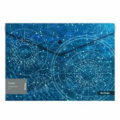 Папка-конверт BERLINGO на кнопке "Zodiac" А4, 180мкм, с рисунком, глиттер-эффект