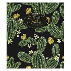 Скетчбук белая бумага 120 г/м2 170х195 мм 60 л. гребень фольга выборочный твин лак "Кактус", 5 шт Полотняно Заводская Бумажная Мануфактура