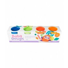 Тесто для лепки BabyDough, набор 4 цвета (синий, нежно-зеленый, красный, оранжевый) ВОЛШЕБНЫЙ МИР