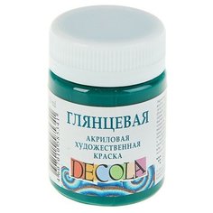 Краска акриловая Decola, 50 мл, изумрудная, Shine, глянцевая./В упаковке шт: 1 Невская палитра