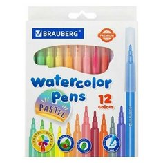Фломастеры пастельные 12 цветов, вентилируемый колпачок BRAUBERG "PREMIUM", картонная коробка, 152197