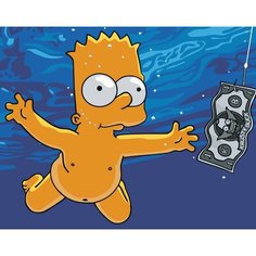 Картина по номерам на холсте на деревянном подрамнике "Simpsons Симпсоны: Барт Нирвана", Раскраска 40x50 см, Мультфильмы