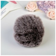 Помпон искусственный мех "Тёмный шоколад с белыми кончиками" d=9 см Noname